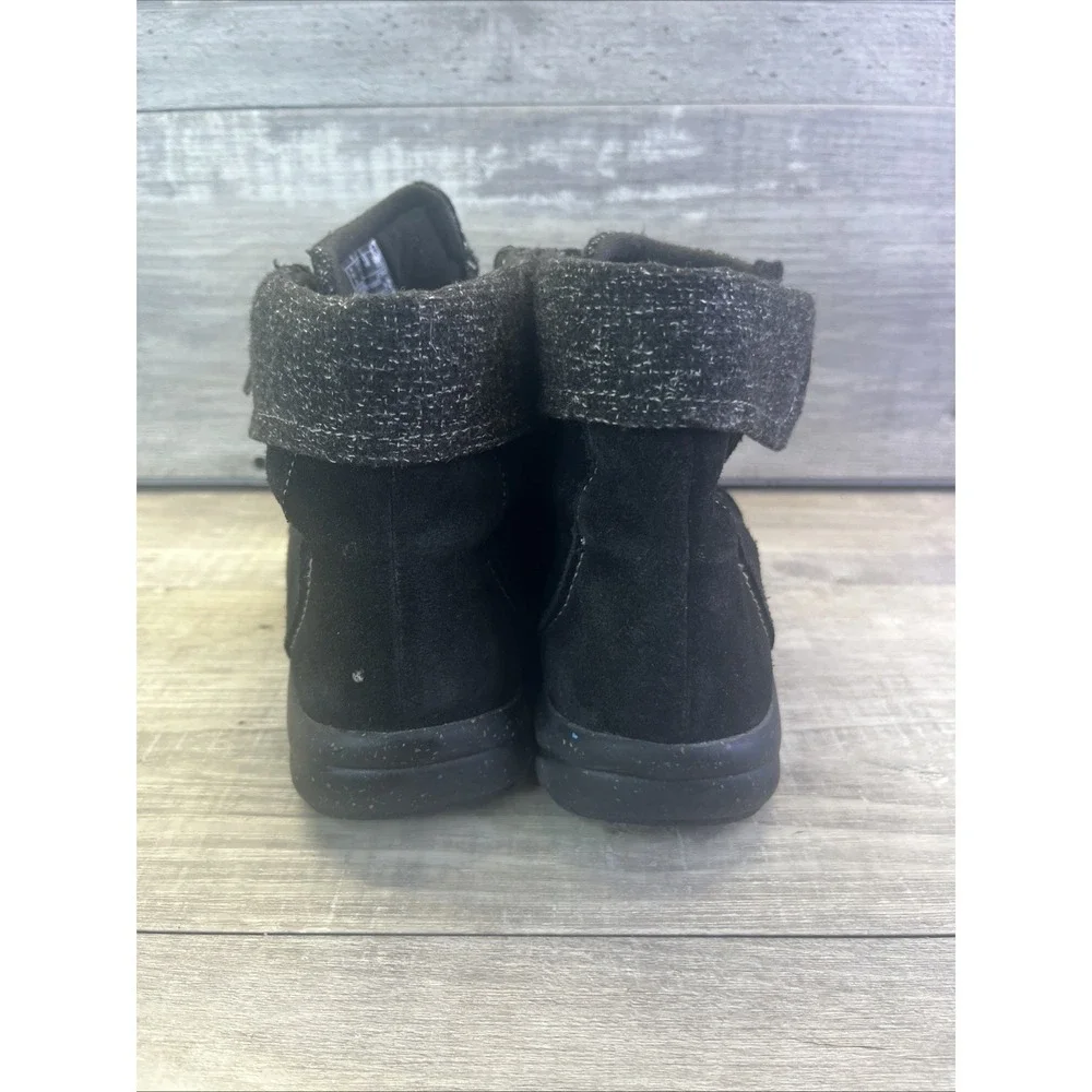 Clarks Womens 9 Roseville Lace Up Ankle Boot Black Suede Comfort